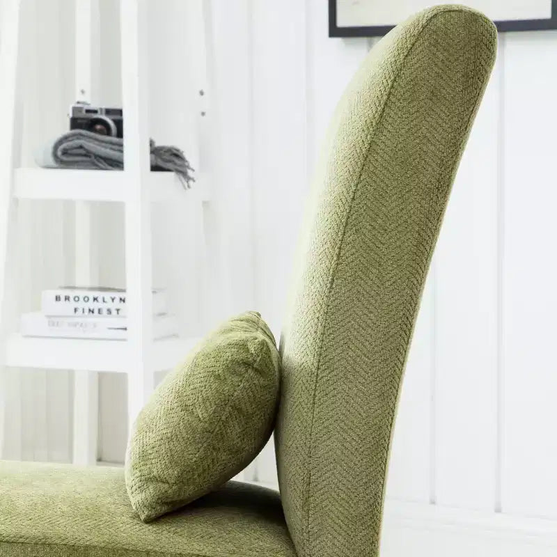 Fauteuil d'appoint contemporain sans accoudoirs en tissu chenille avec coussin lombaire assorti, Vert printanier