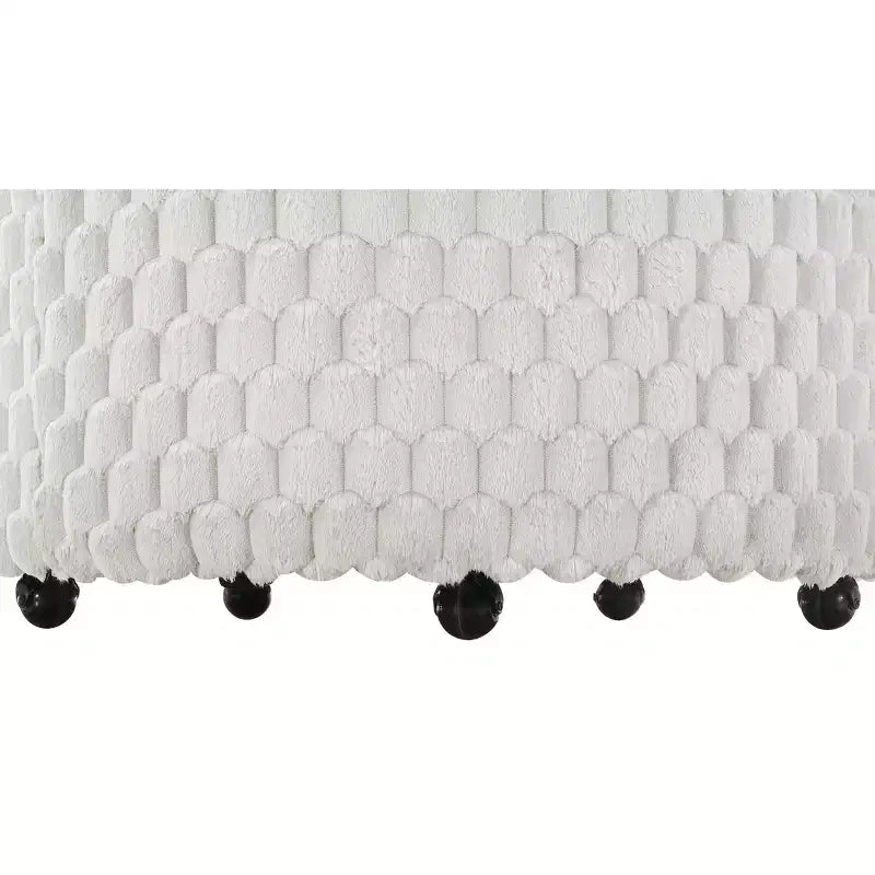 Fauteuil club 3D rembourré en peluche avec roulettes, blanc cassé