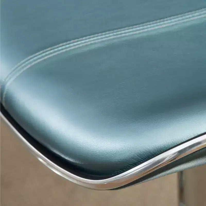 Tabouret de bar pivotant et réglable avec vérin à gaz, revêtement en similicuir rembourré et base chromée, bleu, lot de 2