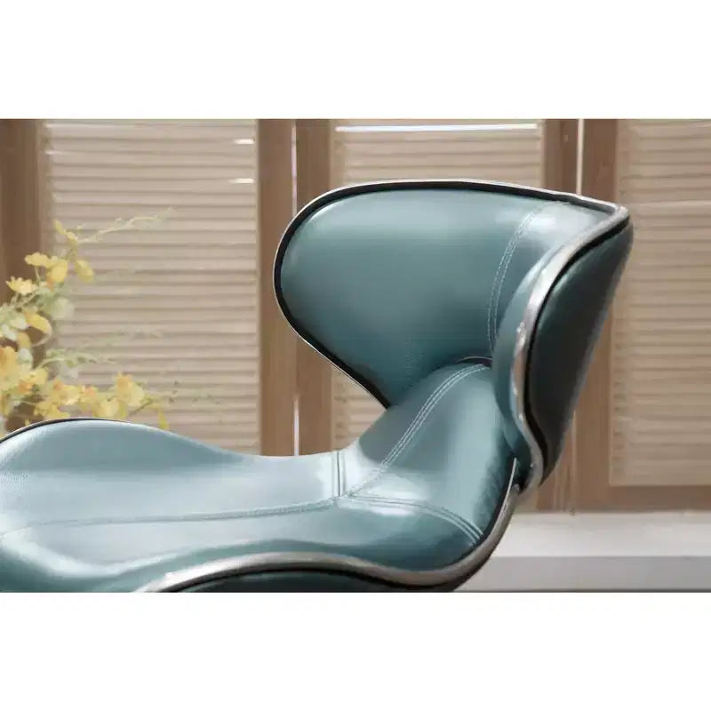 Tabouret de bar pivotant et réglable avec vérin à gaz, revêtement en similicuir rembourré et base chromée, bleu, lot de 2