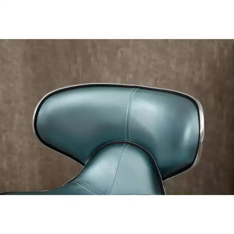 Tabouret de bar pivotant et réglable avec vérin à gaz, revêtement en similicuir rembourré et base chromée, bleu, lot de 2