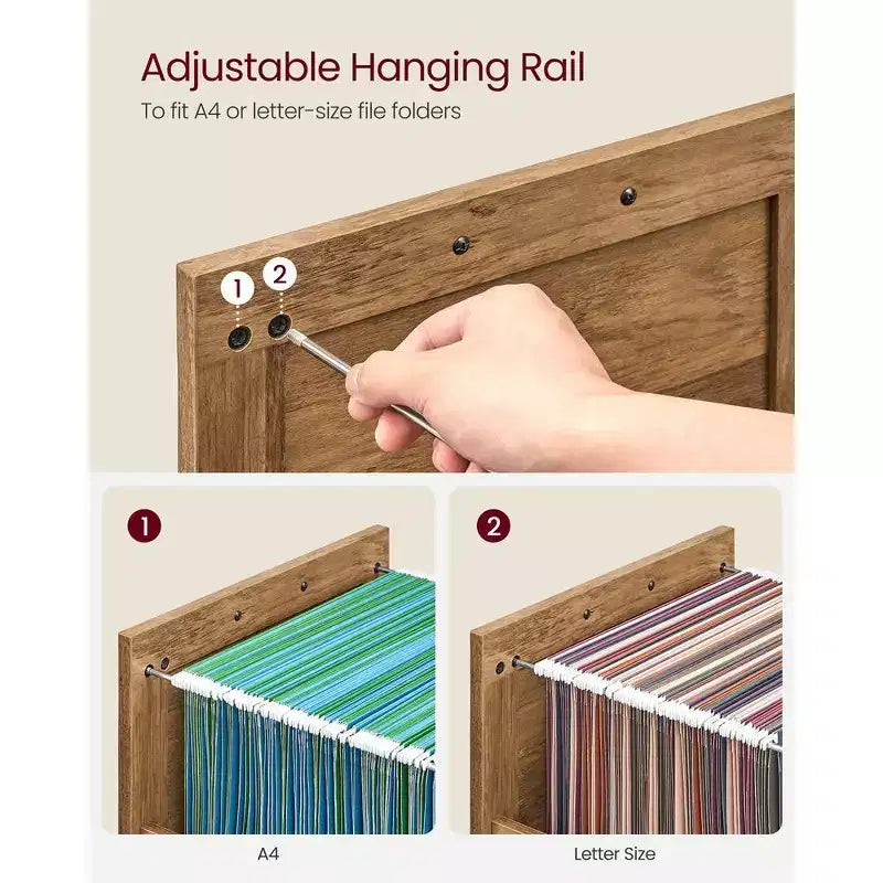 Meuble Classeur à 3 Tiroirs, Classeur de Rangement, Support d'Imprimante, Compatible A4, Format Lettre, Dossiers Suspendus, Style Ferme Moderne, pour Bureau à Domicile