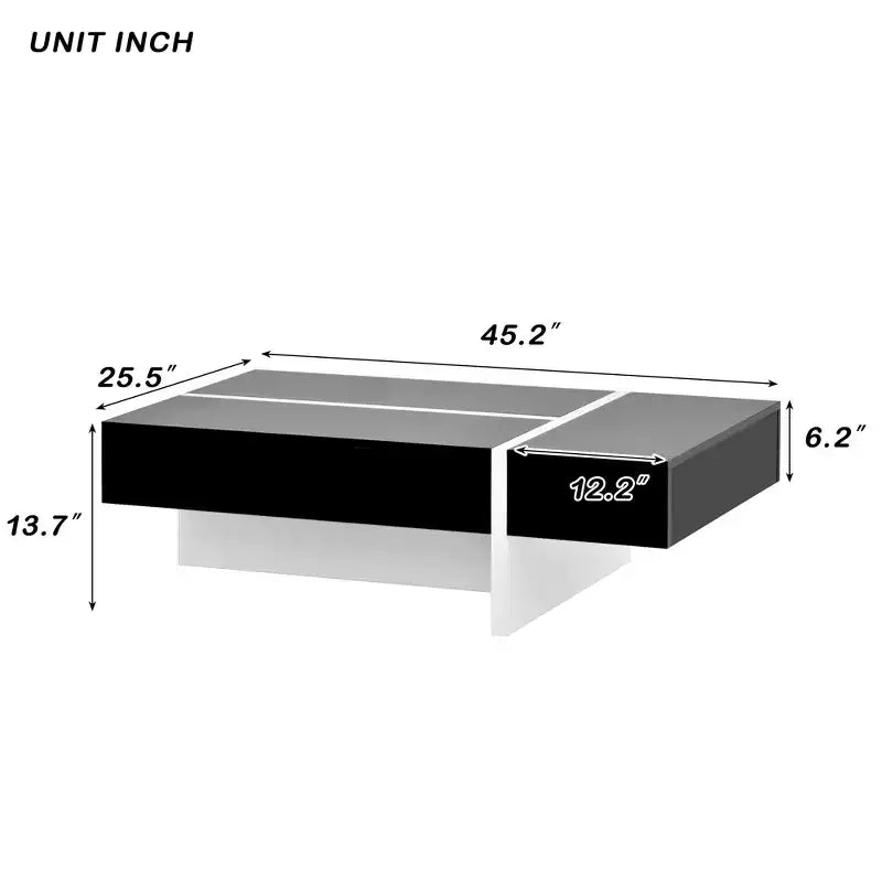 Table basse contemporaine rectangulaire en panneaux de particules avec rangement