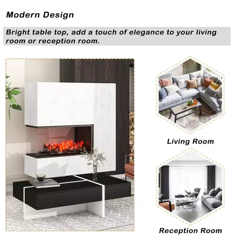Table basse contemporaine rectangulaire en panneaux de particules avec rangement