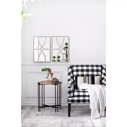 Miroir mural rectangulaire en bois, 40,6 x 58,4 cm, avec cadre blanc vieilli - Lot de 2