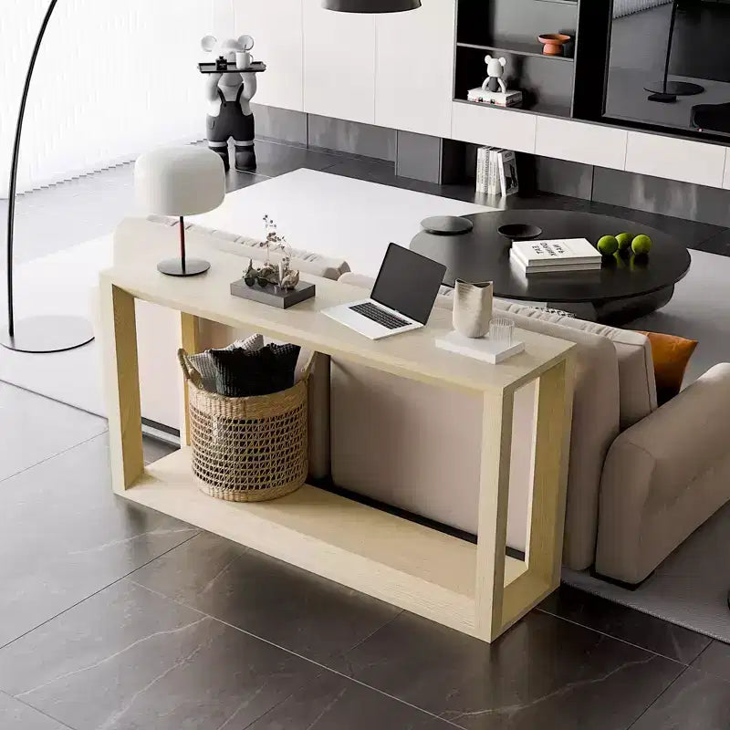 Console de 60 pouces, table d'entrée en bois massif avec étagère ouverte, table basse rustique pour salon, entrée, couloir, chambre à coucher