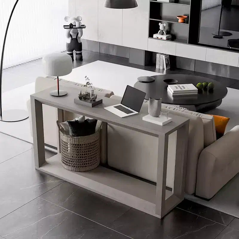 Console de 60 pouces, table d'entrée en bois massif avec étagère ouverte, table basse rustique pour salon, entrée, couloir, chambre à coucher
