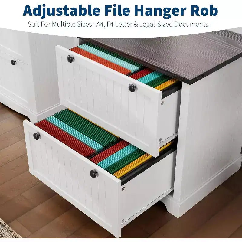 Classeur latéral en bois à 2 tiroirs de 76,2 cm avec dossiers suspendus pour documents A4/Lettre/Légal, rangement élégant pour bureau à domicile/salon