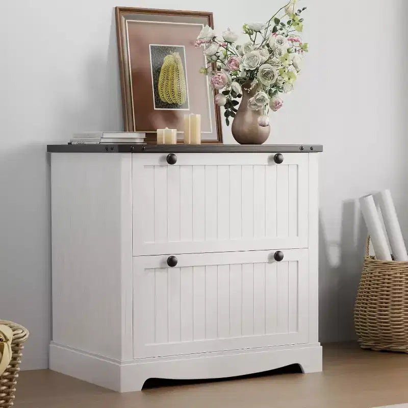 Classeur latéral en bois à 2 tiroirs de 76,2 cm avec dossiers suspendus pour documents A4/Lettre/Légal, rangement élégant pour bureau à domicile/salon
