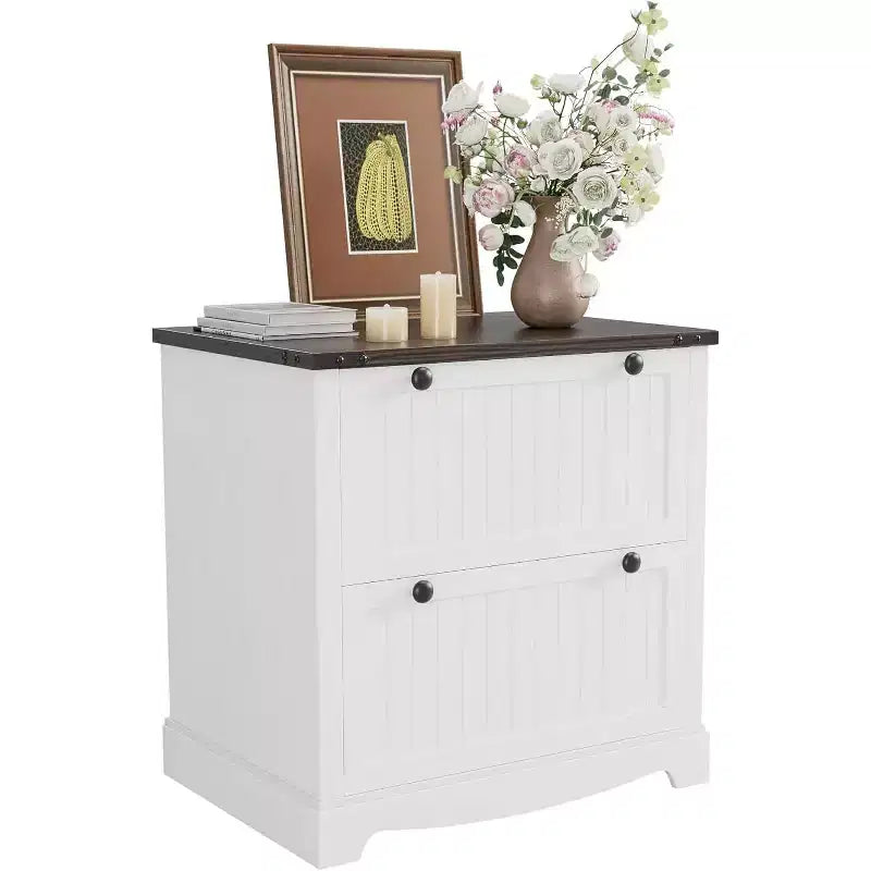 Classeur latéral en bois à 2 tiroirs de 76,2 cm avec dossiers suspendus pour documents A4/Lettre/Légal, rangement élégant pour bureau à domicile/salon