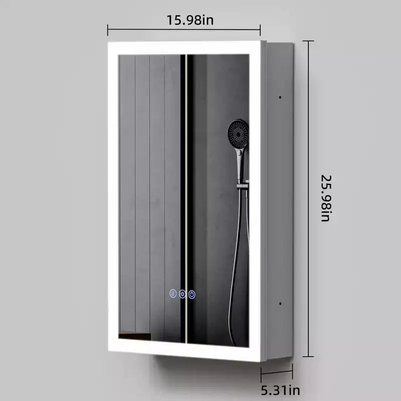 Armoire à pharmacie moderne en métal avec miroir, éclairage LED et 3 températures de couleur (16 pouces)