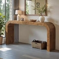 Lantine 70.87-Inch Solid Wood Console Table, Farmhouse Sofa Table Behind Couch with Curved Corners for Hallway, Living Room, Entrance