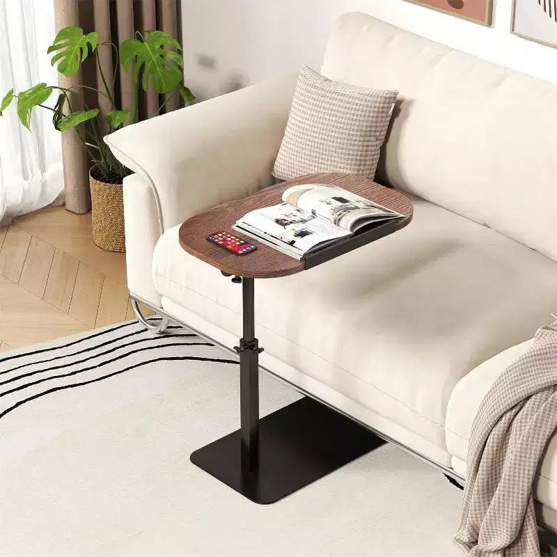 Table d'appoint avec plateau pour canapé, Table de bout réglable en hauteur au design minimaliste pour petits espaces, Table d'appoint pour lit ou canapé avec fente pour téléphone et tablette