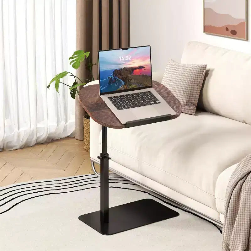 Table d'appoint avec plateau pour canapé, Table de bout réglable en hauteur au design minimaliste pour petits espaces, Table d'appoint pour lit ou canapé avec fente pour téléphone et tablette