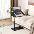 Side Table Sofa Tray for Couch, Minimalist Height Adjustable End Table for Small Spaces, Snack Side Table for Bed or Sofa with Phone and Tablet Slot
