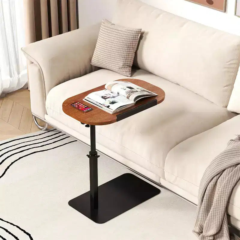 Table d'appoint avec plateau pour canapé, Table de bout réglable en hauteur au design minimaliste pour petits espaces, Table d'appoint pour lit ou canapé avec fente pour téléphone et tablette