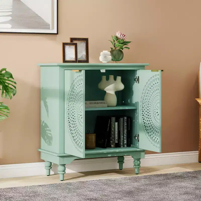 Armoire de rangement avec 2 portes et étagères, armoire creuse avec étagère réglable, armoire en bois d'ingénierie vieilli - Panipeachy