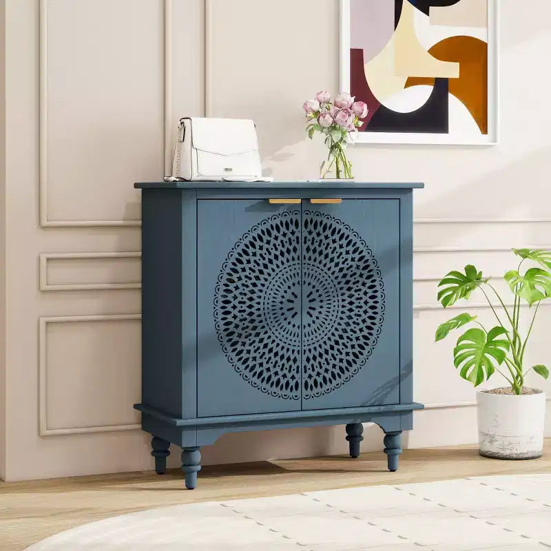 Armoire de rangement avec 2 portes et étagères, armoire creuse avec étagère réglable, armoire en bois d'ingénierie vieilli - Panipeachy