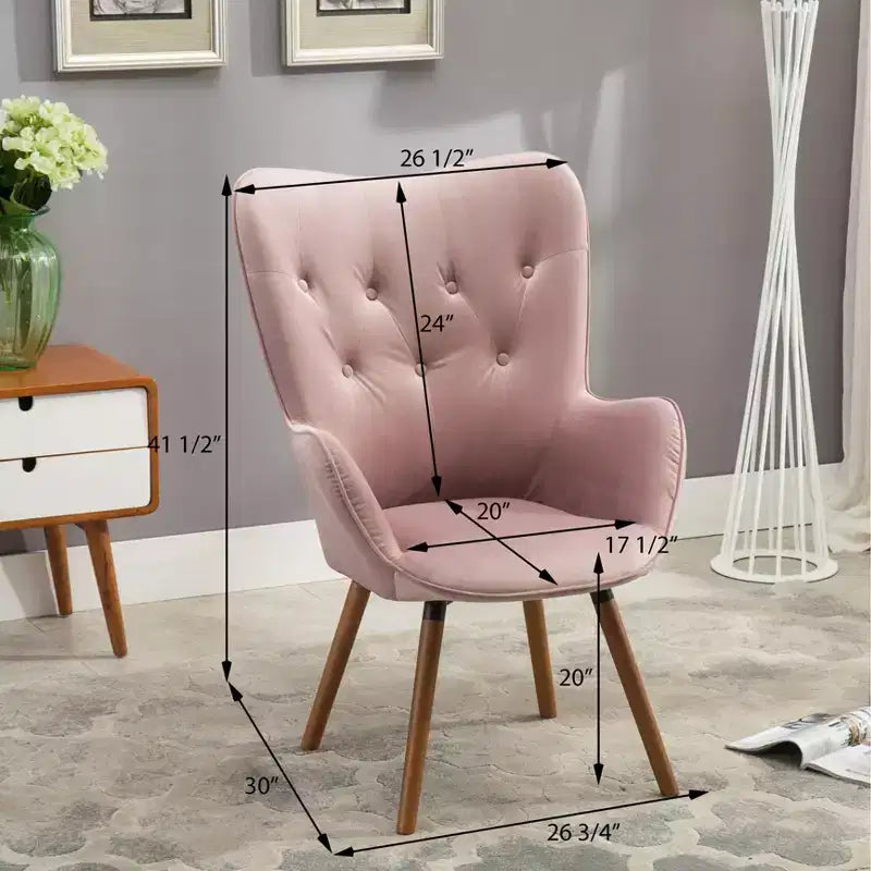Fauteuil d'appoint en velours soyeux, chaise longue avec dossier capitonné, pieds en bois massif, fauteuil baril rembourré en mousse pour salon, salle à manger