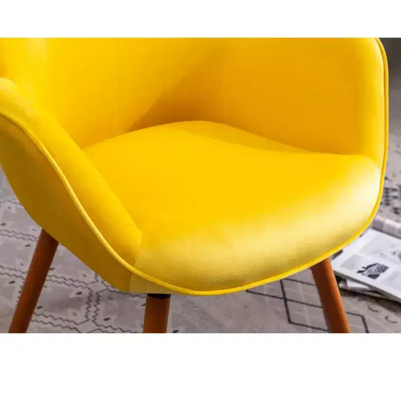 Fauteuil d'appoint en velours soyeux, chaise longue avec dossier capitonné, pieds en bois massif, fauteuil baril rembourré en mousse pour salon, salle à manger