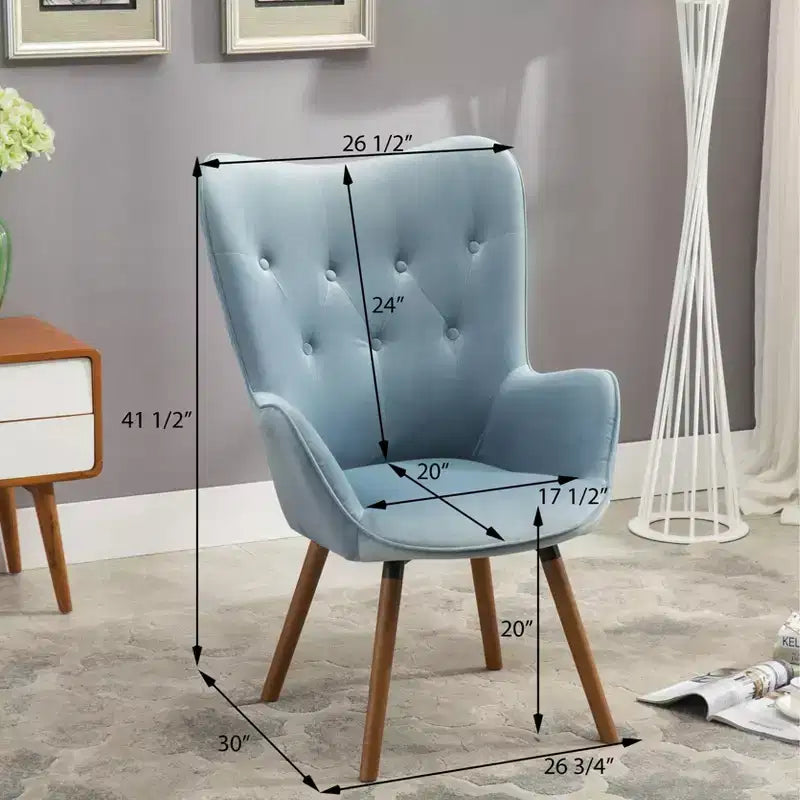 Fauteuil d'appoint en velours soyeux, chaise longue avec dossier capitonné, pieds en bois massif, fauteuil baril rembourré en mousse pour salon, salle à manger