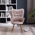 Fauteuil d'appoint en velours soyeux, chaise longue avec dossier capitonné, pieds en bois massif, fauteuil baril rembourré en mousse pour salon, salle à manger