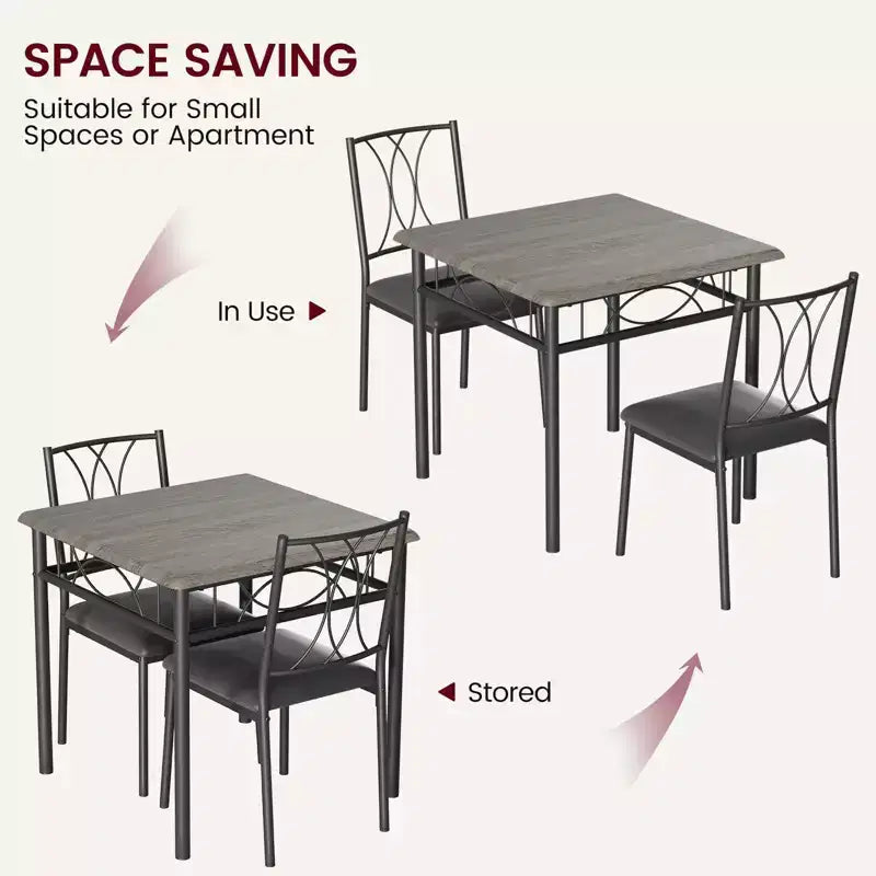 Ensemble table à manger et 2 chaises, 3 pièces, avec structure en métal, ensemble table carrée pour petits espaces, appartement, salle à manger