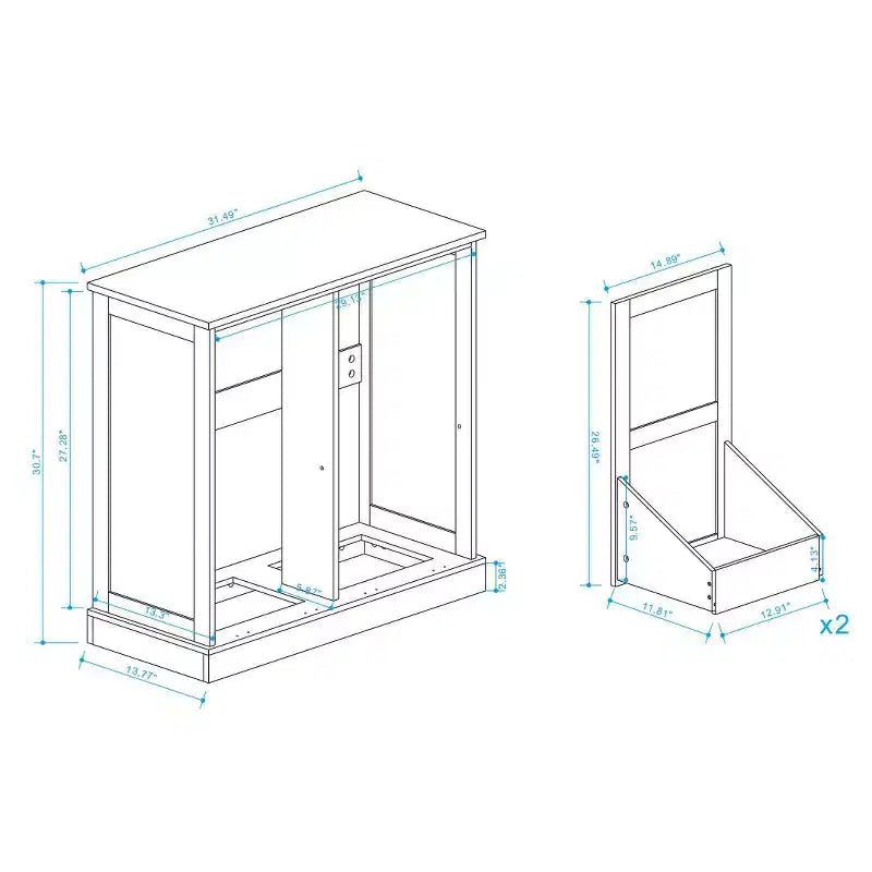 Meuble de buanderie inclinable avec deux compartiments de tri et une étagère supérieure de rangement