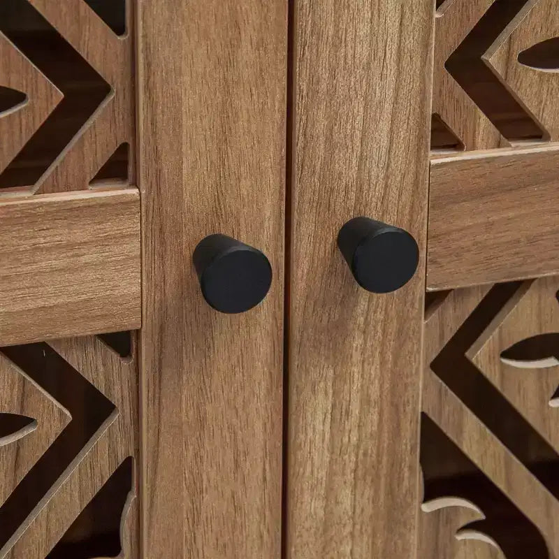 70 Armoire de cuisine bohème à arches, grand placard de rangement sculpté en bois composite avec portes creuses et étagères - Panipeachy