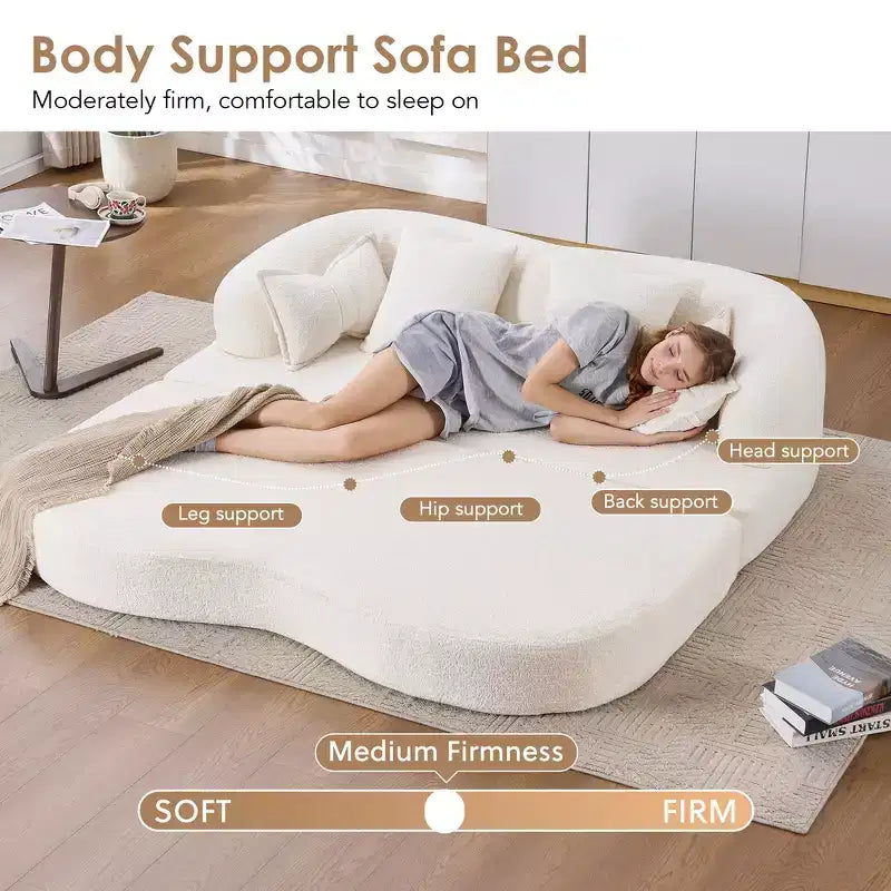 Canapé-lit pliable 2-en-1, Causeuse, Canapé pliable sans ossature 70 Convertible avec 4 oreillers