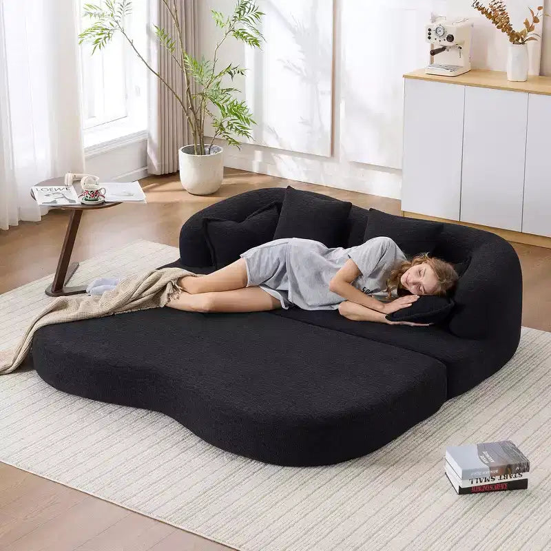 Canapé-lit pliable 2-en-1, Causeuse, Canapé pliable sans ossature 70 Convertible avec 4 oreillers