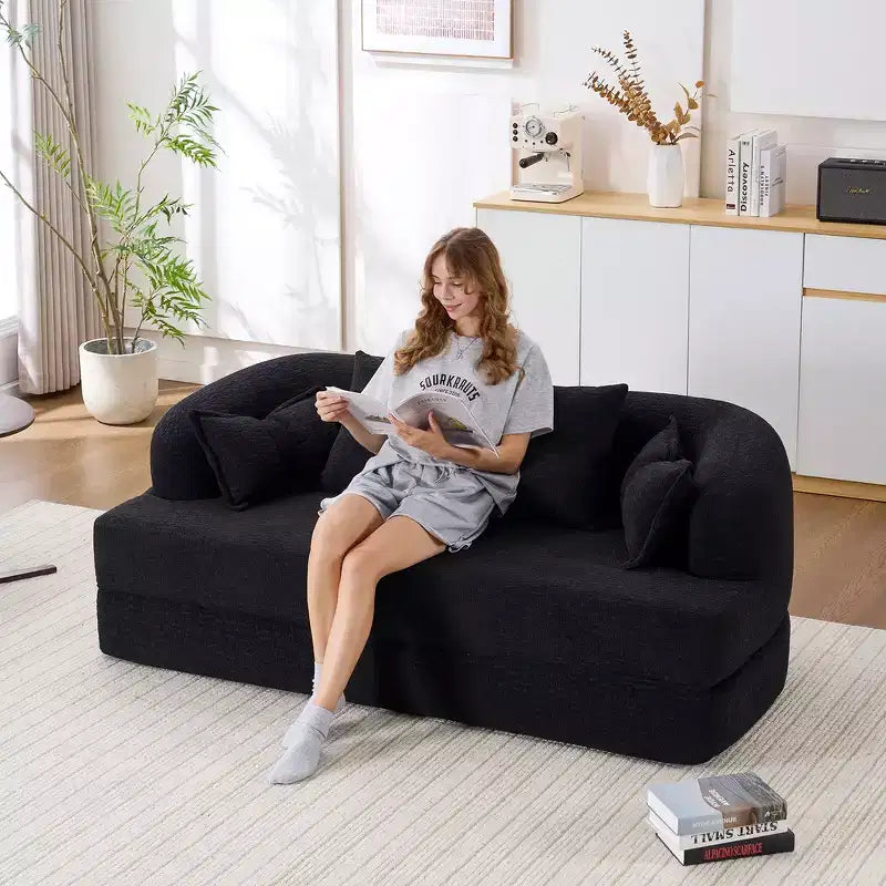 Canapé-lit pliable 2-en-1, Causeuse, Canapé pliable sans ossature 70 Convertible avec 4 oreillers
