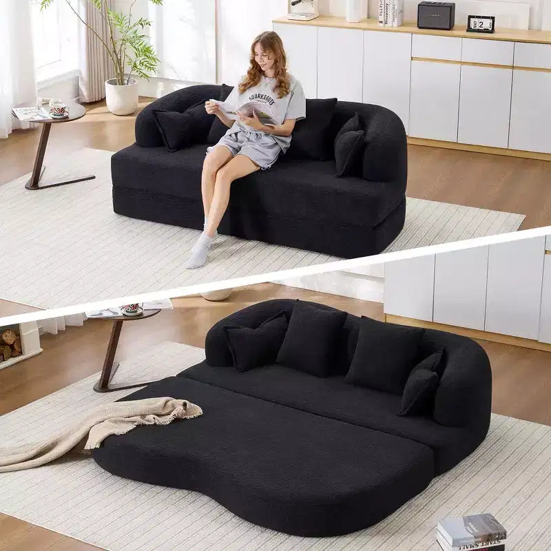 Canapé-lit pliable 2-en-1, Causeuse, Canapé pliable sans ossature 70 Convertible avec 4 oreillers