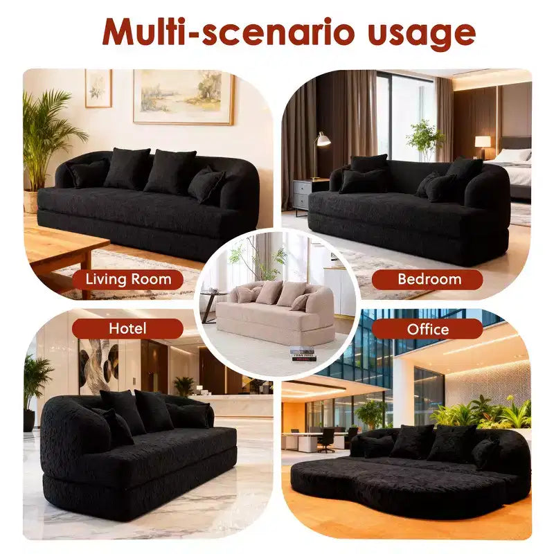 Canapé-lit pliable 2-en-1, Causeuse, Canapé pliable sans ossature 70 Convertible avec 4 oreillers