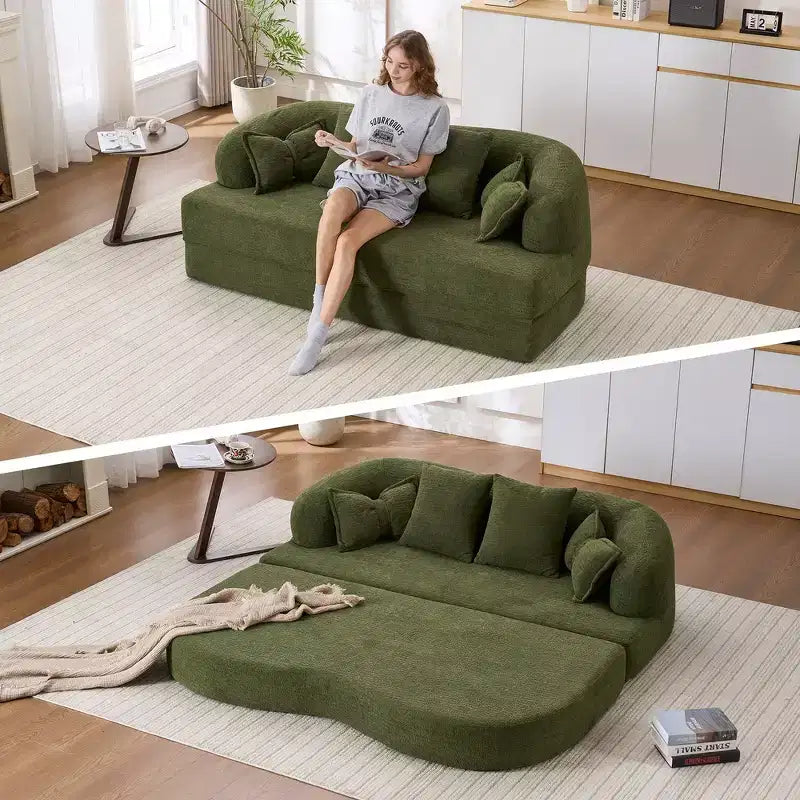 Canapé-lit pliable 2-en-1, Causeuse, Canapé pliable sans ossature 70 Convertible avec 4 oreillers