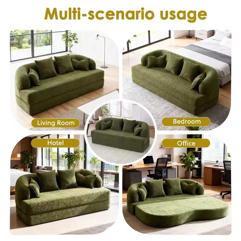Canapé-lit pliable 2-en-1, Causeuse, Canapé pliable sans ossature 70 Convertible avec 4 oreillers