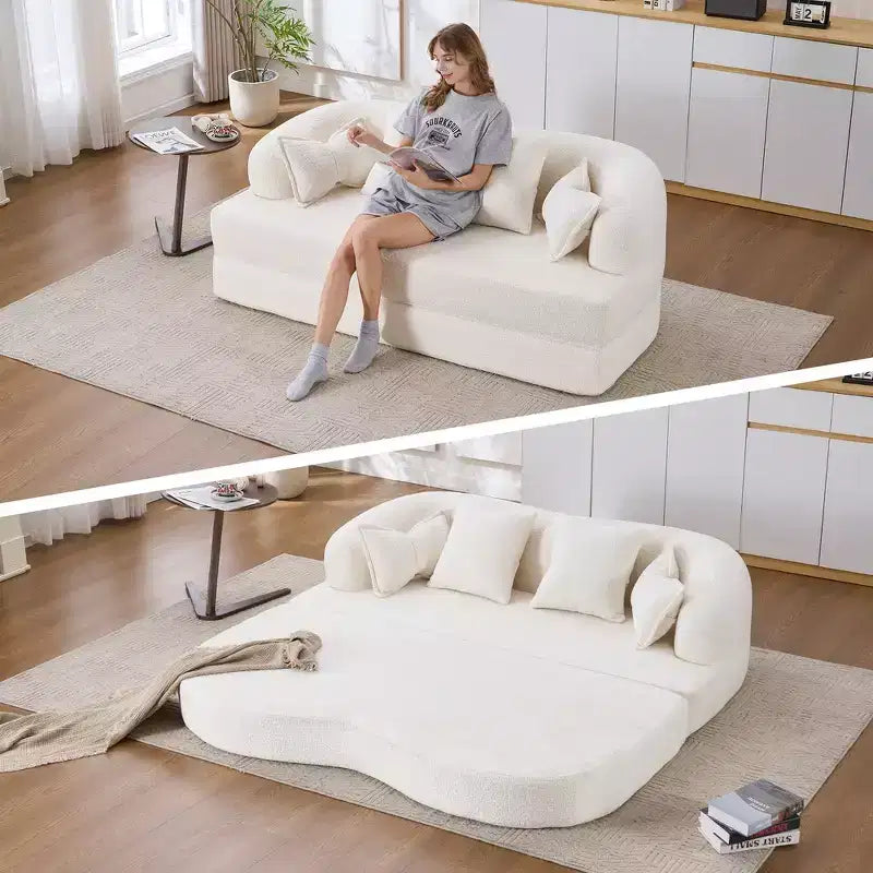 Canapé-lit pliable 2-en-1, Causeuse, Canapé pliable sans ossature 70 Convertible avec 4 oreillers