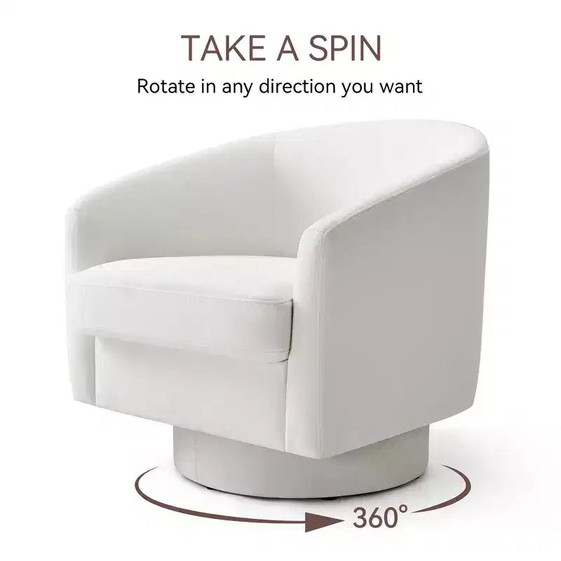 Fauteuil pivotant, fauteuil rembourré moderne, fauteuil de lecture confortable à 360° pour le salon et la chambre à coucher, entièrement assemblé