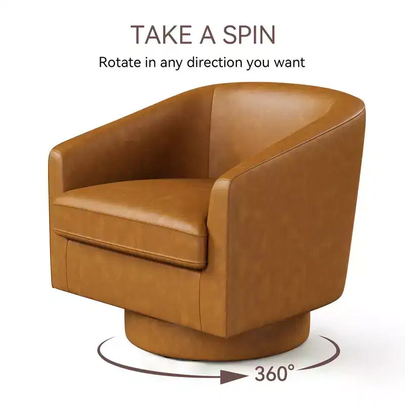 Fauteuil pivotant, fauteuil rembourré moderne, fauteuil de lecture confortable à 360° pour le salon et la chambre à coucher, entièrement assemblé