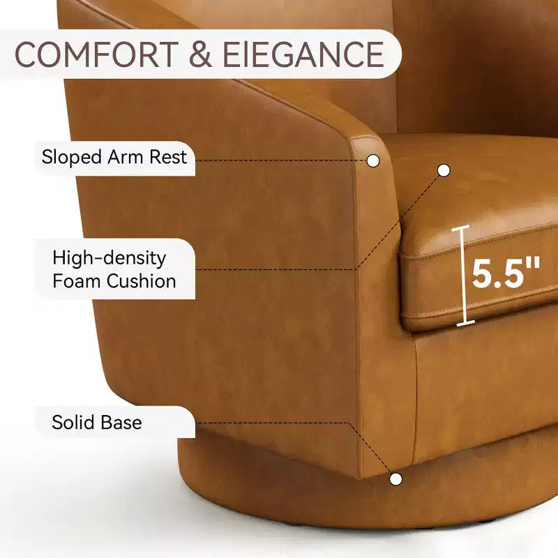 Fauteuil pivotant, fauteuil rembourré moderne, fauteuil de lecture confortable à 360° pour le salon et la chambre à coucher, entièrement assemblé