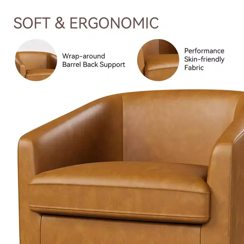 Fauteuil pivotant, fauteuil rembourré moderne, fauteuil de lecture confortable à 360° pour le salon et la chambre à coucher, entièrement assemblé