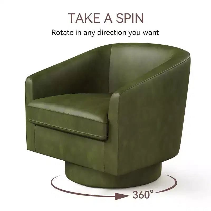 Fauteuil pivotant, fauteuil rembourré moderne, fauteuil de lecture confortable à 360° pour le salon et la chambre à coucher, entièrement assemblé