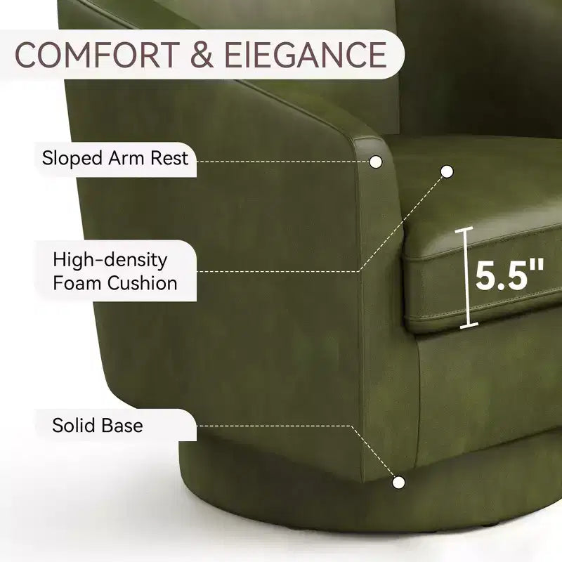Fauteuil pivotant, fauteuil rembourré moderne, fauteuil de lecture confortable à 360° pour le salon et la chambre à coucher, entièrement assemblé