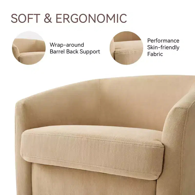 Fauteuil pivotant, fauteuil rembourré moderne, fauteuil de lecture confortable à 360° pour le salon et la chambre à coucher, entièrement assemblé