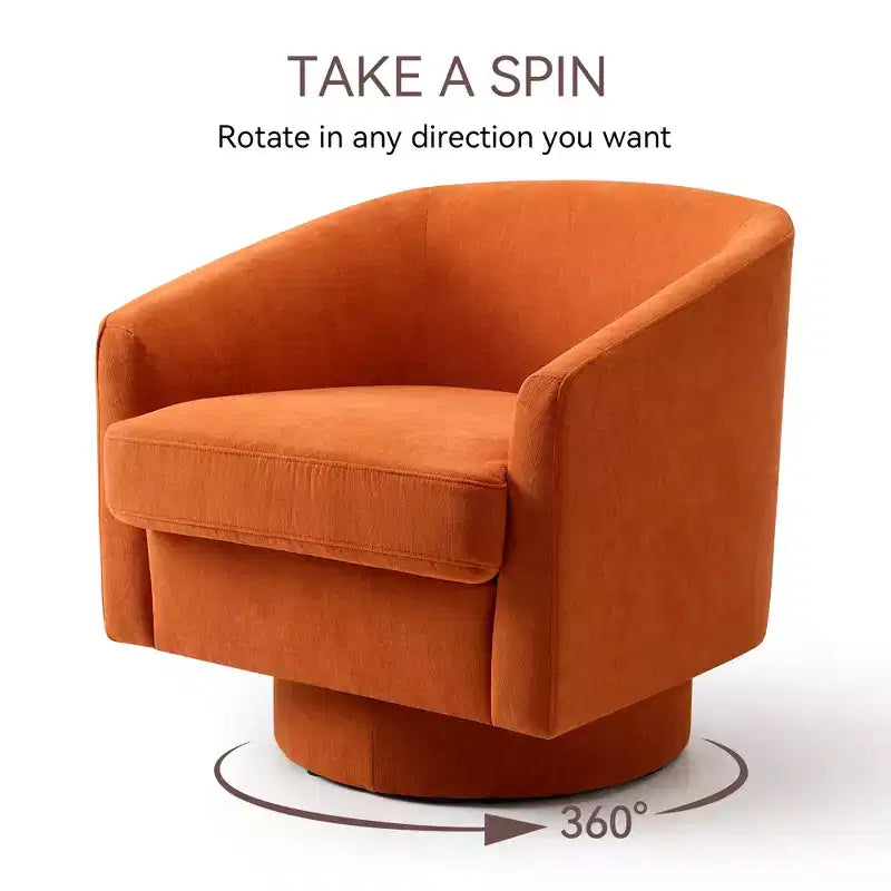 Fauteuil pivotant, fauteuil rembourré moderne, fauteuil de lecture confortable à 360° pour le salon et la chambre à coucher, entièrement assemblé