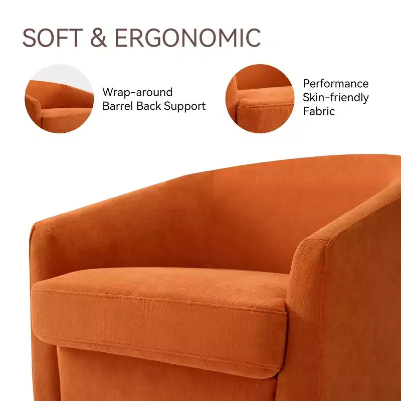 Fauteuil pivotant, fauteuil rembourré moderne, fauteuil de lecture confortable à 360° pour le salon et la chambre à coucher, entièrement assemblé