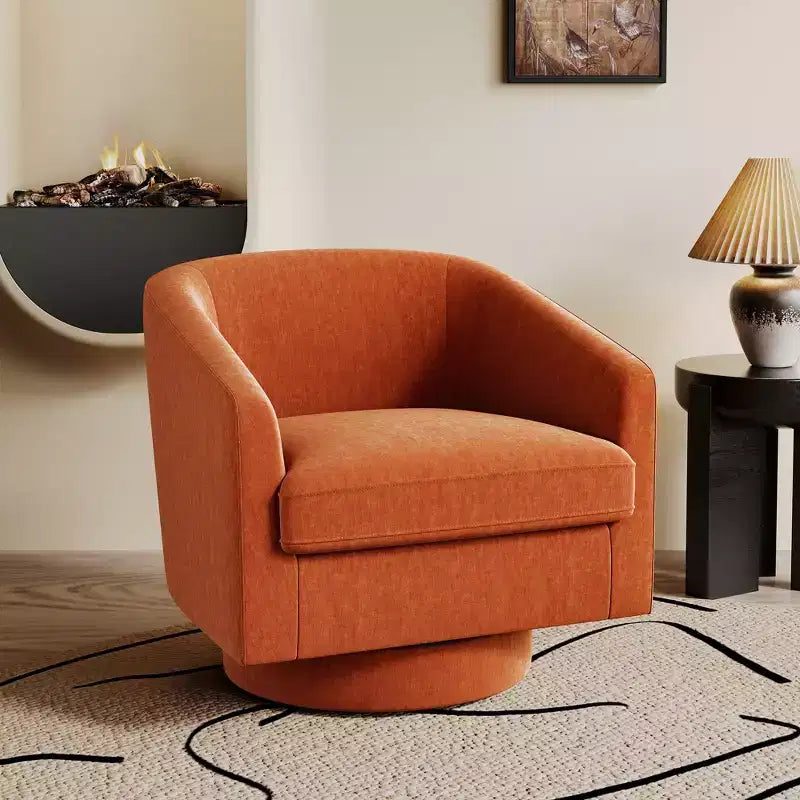 Fauteuil pivotant, fauteuil rembourré moderne, fauteuil de lecture confortable à 360° pour le salon et la chambre à coucher, entièrement assemblé