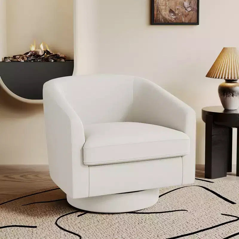 Fauteuil pivotant, fauteuil rembourré moderne, fauteuil de lecture confortable à 360° pour le salon et la chambre à coucher, entièrement assemblé