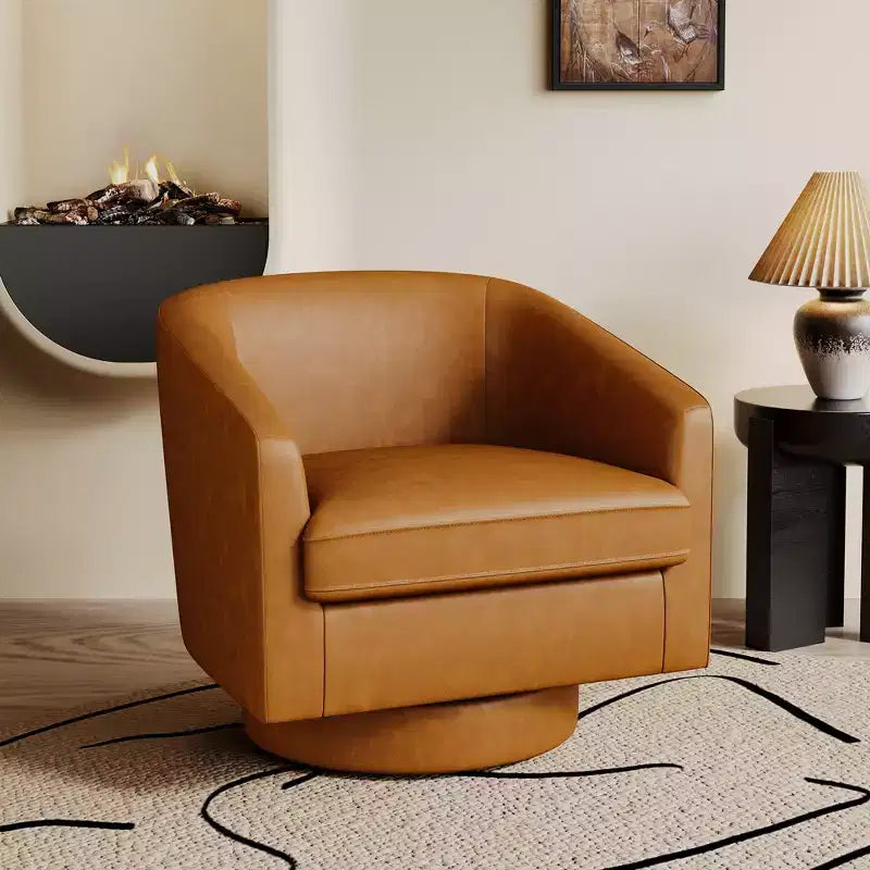 Fauteuil pivotant, fauteuil rembourré moderne, fauteuil de lecture confortable à 360° pour le salon et la chambre à coucher, entièrement assemblé