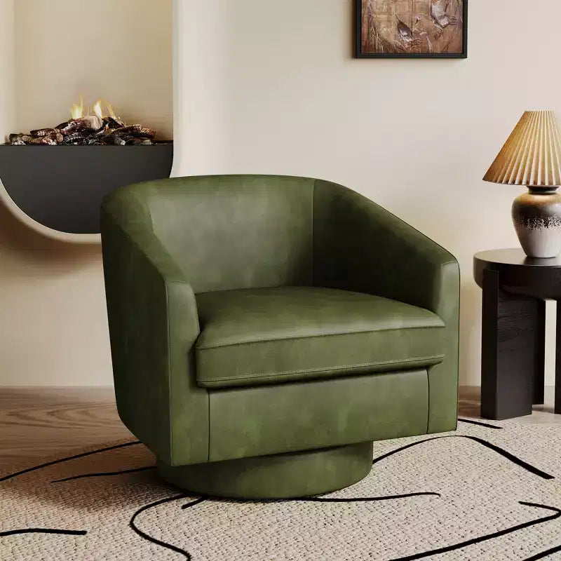 Fauteuil pivotant, fauteuil rembourré moderne, fauteuil de lecture confortable à 360° pour le salon et la chambre à coucher, entièrement assemblé